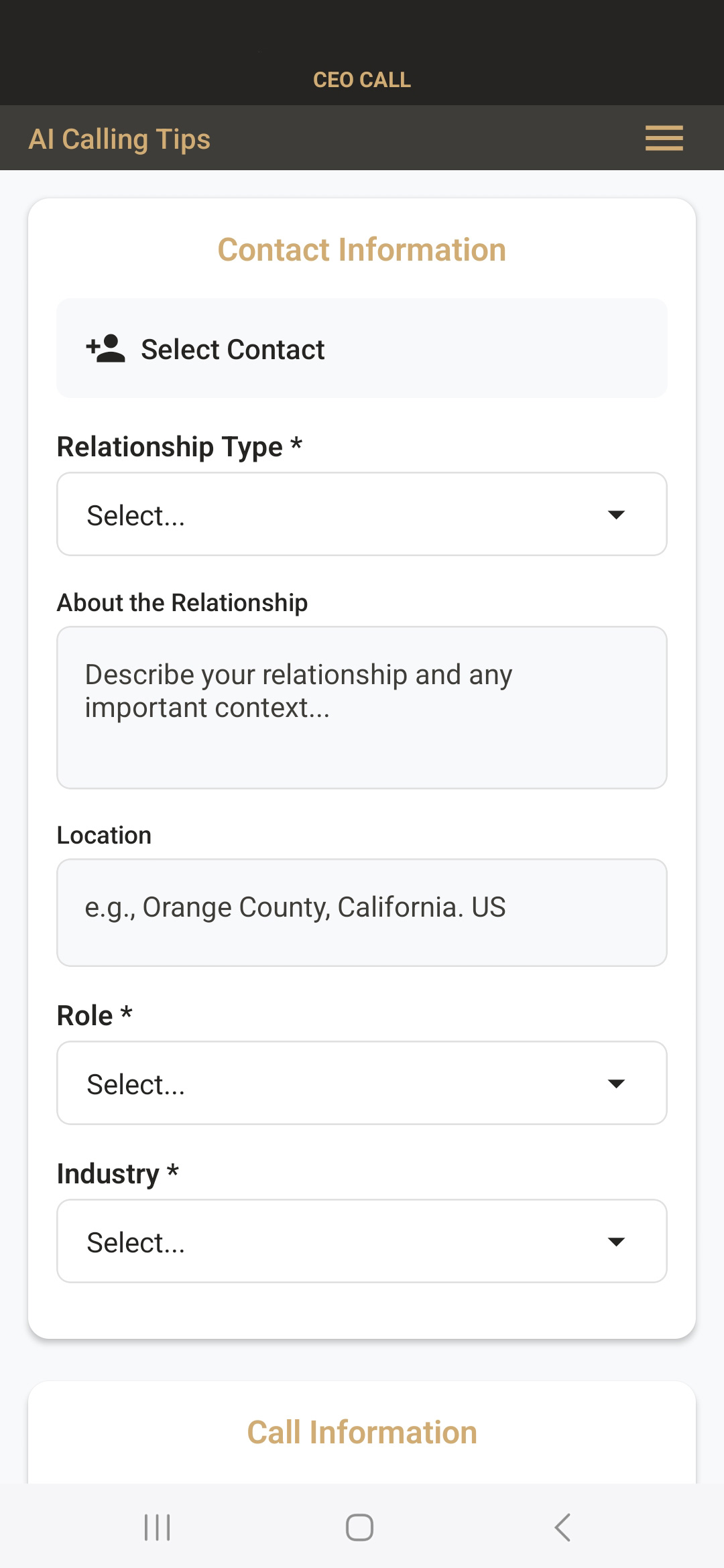 AI Calling tips CEO CALL