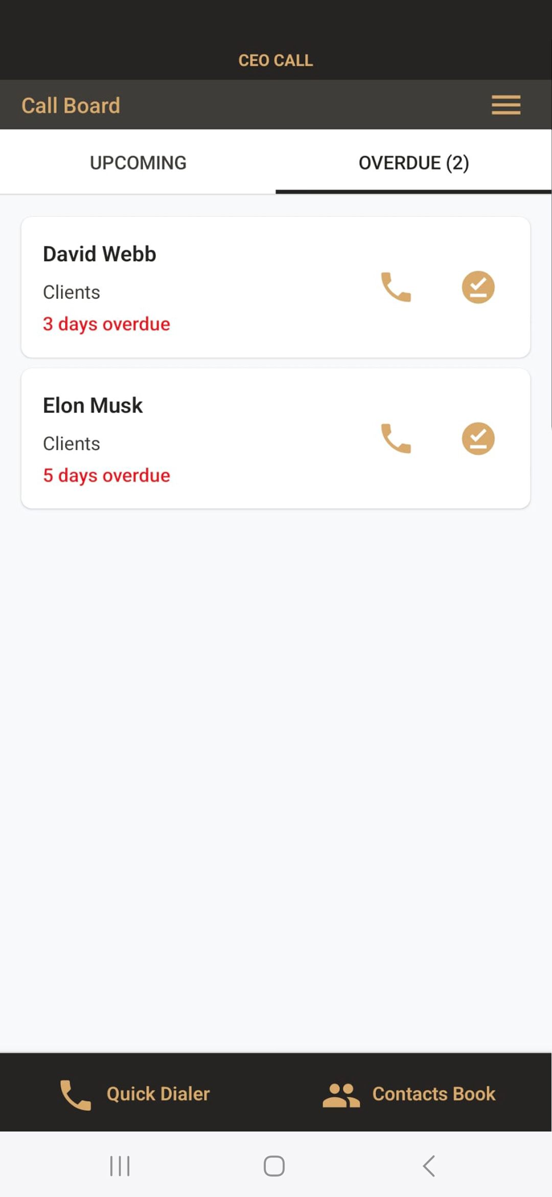 Menu CEO CALL