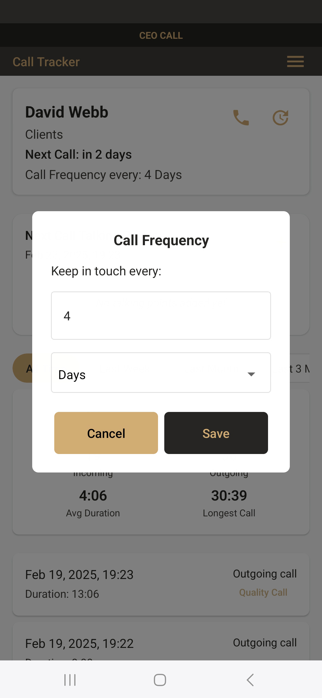 Set frequency CEO CALL
